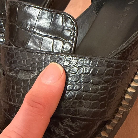 Freda Salvador Tash D’Orsay penny loafer in black embossed croc - Picture 9 of 11